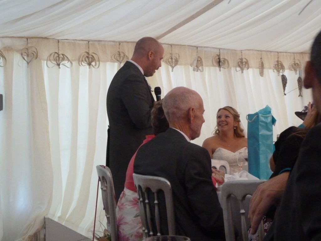 Baby Bro addressing his bride in his speech