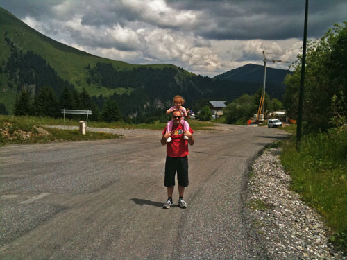 Father and daughter in the French Alps in the summer. www.FranglaiseMummy.com