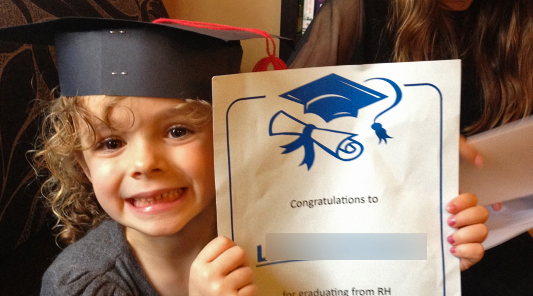 SAHM vs Working Mum: Who Wins? Young girl with graduation hat and certificate l www.FranglaiseMummy.com l French and English Parenting and Lifestyle Ramblings