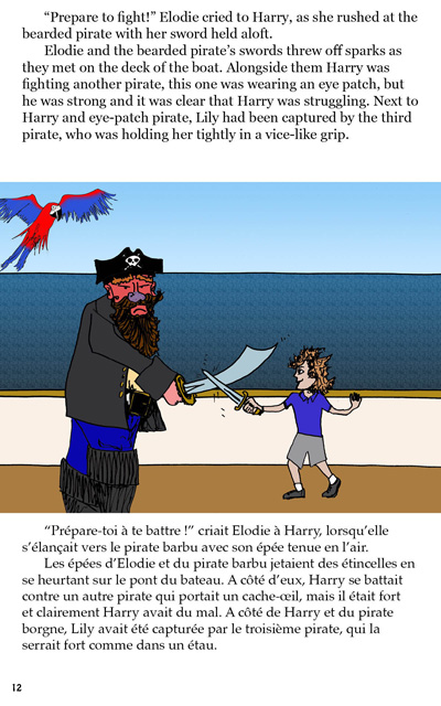 Sample page of Elodie and the Pirates l Bilingual children's books R Us l www.FranglaiseMummy.com l French and English Parenting and Lifestyle Ramblings